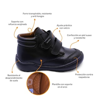 Foto 2 | Foto 2 | Bota Escolar Audaz Para Niño De Piel En Negro Castor Con Puntera Antirraspaduras