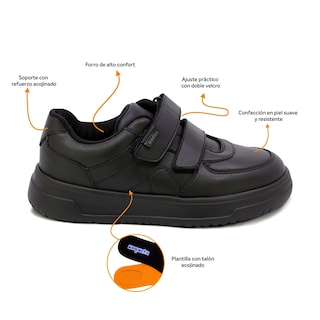 Foto 2 | Foto 2 | Tenis Escolar Audaz Para Niño En Piel Negro Raptor Con Doble Tira De Contacto