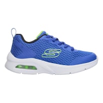 Tenis Niño Skechers Azul Con Verde Cintas Cómodo Ligero Verde