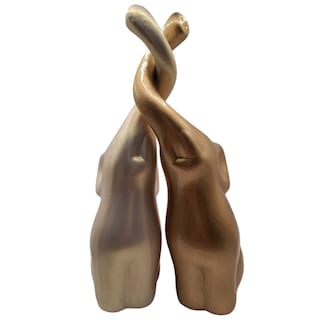 Foto 4 | Foto 4 | Set De Escultura Mada Pareja De Elefentes Color Dorado Y Perla Entrelazados
