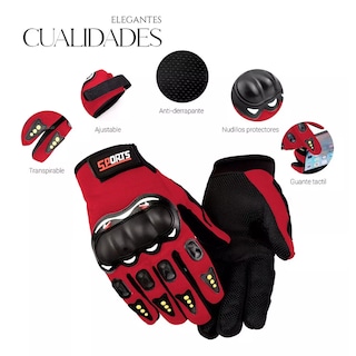 Foto 3 | Foto 3 | Guantes con Protección Anti Derrape Táctil Grande Eo Safe Imports Esi-12782 Rojos para Motociclista