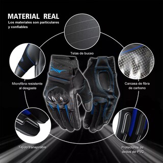 Foto 2 | Foto 2 | Guantes Para Motocicleta Microfibra Cuero Y Fibra De Carbono M/g Eo Safe Imports Esi-13801 Azul