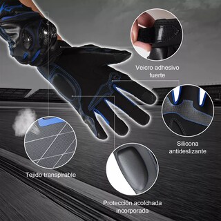 Foto 3 | Foto 3 | Guantes Para Motocicleta Microfibra Cuero Y Fibra De Carbono M/g Eo Safe Imports Esi-13801 Azul