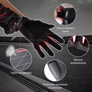 Foto 4 | Foto 4 | Guantes Para Motocicleta Microfibra Cuero Y Fibra De Carbono L/xl Eo Safe Imports Esi-13805 Rojo