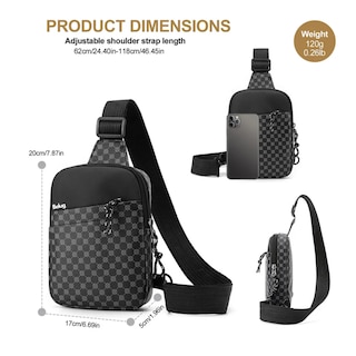 Foto 4 | Foto 4 | Bolso Bandolera De Cuero Impermeable Con Estampado De Cuadro Grey Belug Negro
