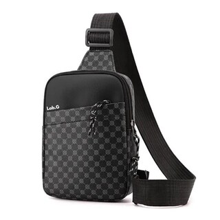 Foto 1 | Foto 1 | Bolso Bandolera De Cuero Impermeable Con Estampado De Cuadro Grey Lab.g Negro