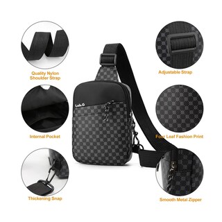 Foto 2 | Foto 2 | Bolso Bandolera De Cuero Impermeable Con Estampado De Cuadro Grey Lab.g Negro
