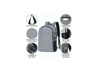 Foto 2 | Foto 2 | Mochila Contraseña para Hombre y Mujer Malubero Gris