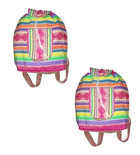 Foto 1 | Foto 1 | Mochilas Hechas A Mano Artcraftmx Mxmey-002 2 Pzas Rosa/verde/amarillo Hechas A Mano