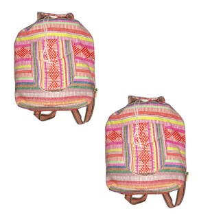 Foto 1 | Foto 1 | Mochila Mexicana Tejida Artcraftmx Mxoco-002 2 Pzas Rojo/rosa/multicolor Hechas A Mano