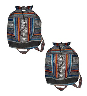 Foto 1 | Foto 1 | Mochila Bicolor Tejida Artcraftmx Mxcit-002 2 Pzas Azul/blanco/negro Hechas A Mano