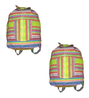 Foto 2 | Foto 2 | Mochila Artesanal Hecha A Mano Artcraftmx Mxyol-002 2 Pzas Verde/rojo/azul Hechas A Mano