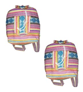 Foto 1 | Foto 1 | Mochilas De Colores Hechas A Mano Artcraftmx  Mxika-002  2 Pzas  Rosa/azul/morado  Hechas A Mano