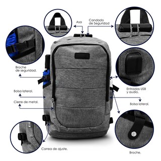 Foto 2 | Foto 2 | Mochila Impermeable para Laptop Andromeda Inc color Gris