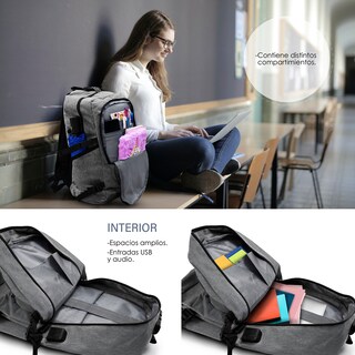 Foto 3 | Foto 3 | Mochila Impermeable para Laptop Andromeda Inc color Gris