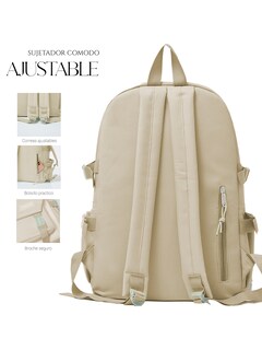 Foto 5 | Foto 5 | Mochila Set Escolar Bolsa Lapicera Juvenil Laptop Crema