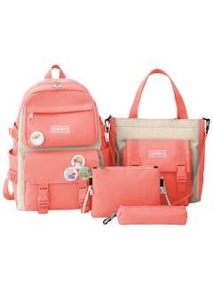 Foto 1 | Foto 1 | Mochilas Set 4 Pzs Escolar Bolsas Lapicera Rosa