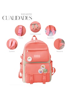 Foto 3 | Foto 3 | Mochilas Set 4 Pzs Escolar Bolsas Lapicera Rosa