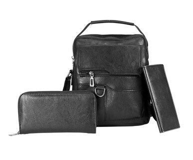 Foto 1 | Foto 1 | Bolso Belug Bandolera de Cuero Sintético 3 pzs color Negro para Hombre