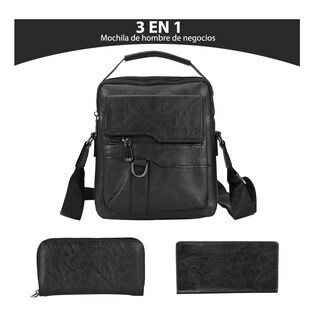 Foto 3 | Foto 3 | Bolso Belug Bandolera de Cuero Sintético 3 pzs color Negro para Hombre