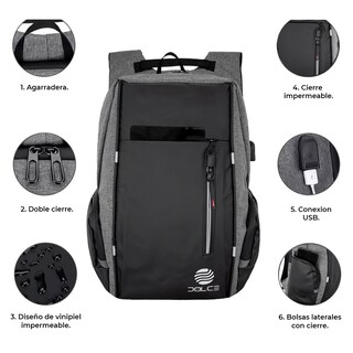 Foto 3 | Foto 3 | Mochila Escolar Dolce con Conexión Usb