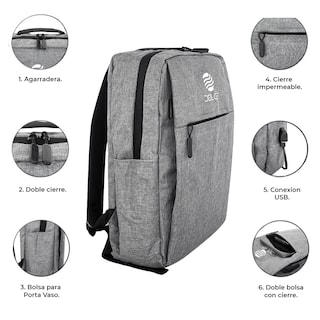 Foto 3 | Foto 3 | Mochila Escolar Unisex Dolce MOCLT5 color Gris con Puerto USB