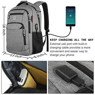 Foto 4 | Foto 4 | Venta Internacional- Mochila con Puerto Usb Volher Resistente Agua Gris