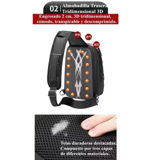 Foto 3 | Foto 3 | Pechera Mochila Cruzada Lujo Antirrobo Carga Usb Eo Safe Imports Esi-10134 Negro para Hombre