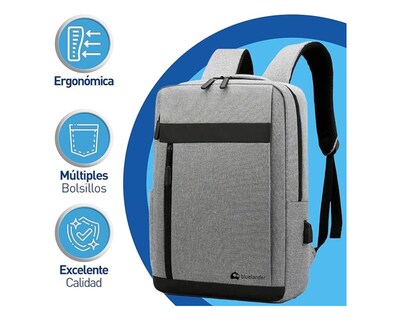 Foto 3 | Foto 3 | Mochila Bluelander para Laptop de hasta 15 pulgadas con Puerto USB y Diseño Impermeable