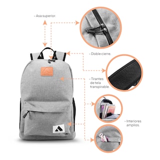 Foto 5 | Foto 5 | Mochila En Color Gris Con Diseño Casual Para Lap Top Con Carga Usb