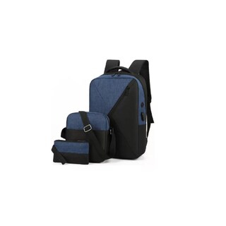 Foto 1 | Foto 1 | Mochila + Bolso de Hombro + Bolso de Mano Azul con Cargador USB - Venta Internacional