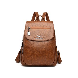 Foto 1 | Foto 1 | Mochila Lanyibai De Piel Auténtica Para Mujer, Color Negro/vino Tinto/p - Venta Internacional.