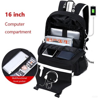 Foto 2 | Foto 2 | Mochila Escolar Ficcug Luminous con Puerto USB para Portátil - Venta Internacional