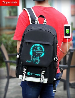 Foto 3 | Foto 3 | Mochila Escolar Ficcug Luminous con Puerto USB para Portátil - Venta Internacional