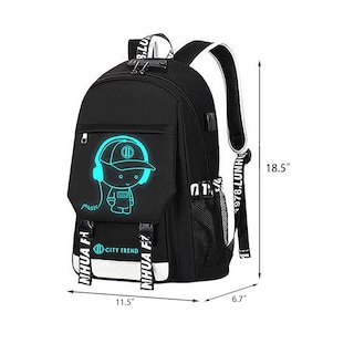 Foto 6 | Foto 6 | Mochila Escolar Ficcug Luminous con Puerto USB para Portátil - Venta Internacional