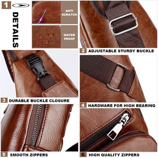 Foto 3 | Foto 3 | Mochila Bandolera de Piel con Puerto USB para Hombre - Venta Internacional