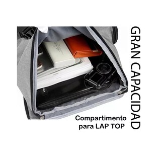 Foto 2 | Foto 2 | Mochila Con Broche Antirrobo Casual Gym Gris Diseño Impermeable Esi-13989 Gris