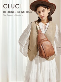 Foto 2 | Foto 2 | Bandolera Cluci Sling Mochila de Piel color Marrón para Mujer - Venta Internacional