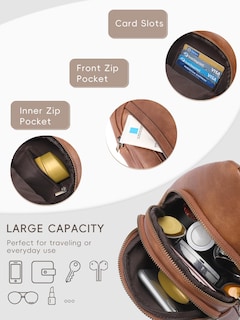 Foto 4 | Foto 4 | Bandolera Cluci Sling Mochila de Piel color Marrón para Mujer - Venta Internacional