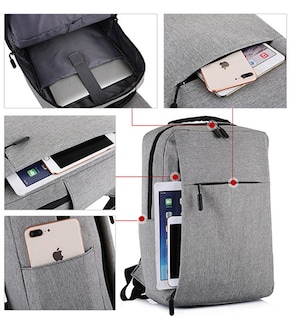 Foto 5 | Foto 5 | Mochila Impermeable para Portátil con Puerto Usb Gris - Venta Internacional