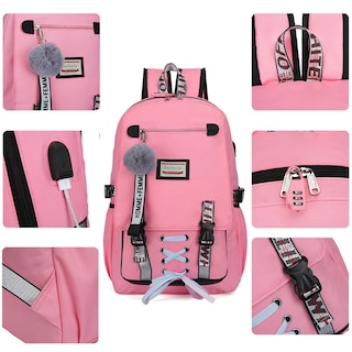 Foto 2 | Foto 2 | Mochila Impermeable Antirrobo Con Carga Usb 18l - Rosa - Venta Internacional.