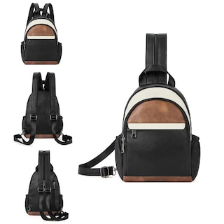 Foto 1 | Foto 1 | Mochila Tipo Bandolera Cluci Para Mujer, De Piel, Convertible, Color Negro - Venta Internacional.