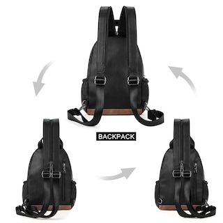 Foto 3 | Foto 3 | Mochila Tipo Bandolera Cluci Para Mujer, De Piel, Convertible, Color Negro - Venta Internacional.