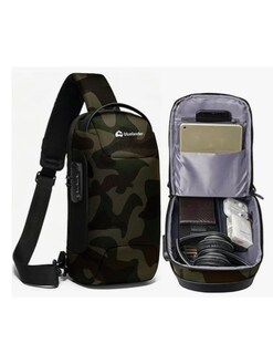 Foto 2 | Foto 2 | Mochila Antirrobo Cruzada Resistente Al Agua Con Puerto Usb Camuflaje Verde Bluelander