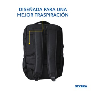 Foto 7 | Foto 7 | Mochila Para Laptop Grande Styrka Color Negro Multicompartimento Puerto Usb