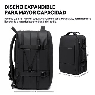 Foto 3 | Foto 3 | Mochila De Viaje Expandible Laptop 18” Múltiples Compartimentos, Sendera, Color Negro