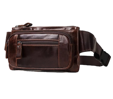 Foto 1 | Foto 1 | Cangurera Riñonera De Cuero Genuino Para Hombre, Marrón