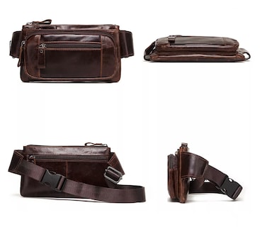 Foto 4 | Foto 4 | Cangurera Riñonera De Cuero Genuino Para Hombre, Marrón