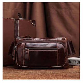 Foto 5 | Foto 5 | Cangurera Riñonera De Cuero Genuino Para Hombre, Marrón