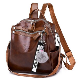 Foto 1 | Foto 1 | Mochila Huoguo Pu De Piel Suave Impermeable Marrón 24x10x25 Cm - Venta Internacional.